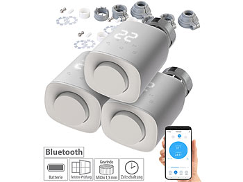 Programmierbare Heizkörperthermostate mit Bluetooth: revolt 3er-Set programmierbare Heizkörper-Thermostate mit Bluetooth und App