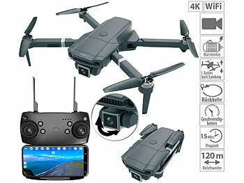 Quadkopter: Simulus Faltbare WLAN-Drohne mit Brushless-Motor, interp. 4K-Live-View-Kamera
