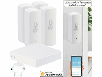 7links HomeKit-Set: ZigBee-Gateway + 4x Temperatur & Luftfeuchtigkeits-Sensor