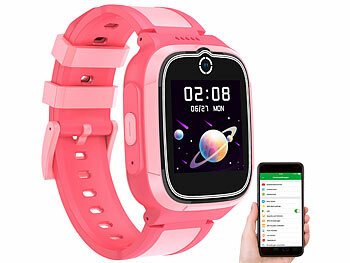 TrackerID 4G-GPS-Kinder-Smartwatch, Videoanruf, Gorilla-Glas, Herzfrequenz, pink