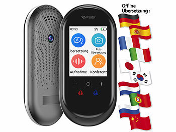 simvalley Mobile Mobiler KI-Echtzeit-Sprachübersetzer, 136 Sprachen, ChatGPT-Assistent