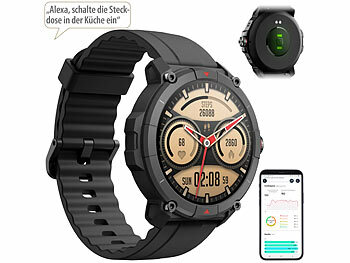 newgen medicals GPS-Fitness-Uhr mit Full-Touch-Glas-Display, Freisprechen, SpO2