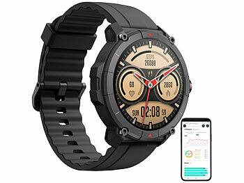 newgen medicals GPS-Fitness-Uhr mit Full-Touch-Glas-Display, Freisprechen, SpO2