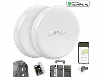 Ortungs Tracker: Callstel 2er-Set Schlüssel- & Gegenstandsfinder, Apple-AirTag-komp., MFi, weiß