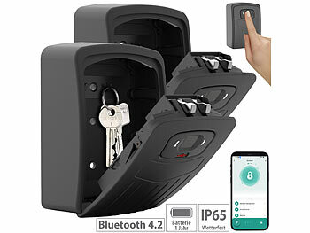 Alu-Schlüsselsafe: Xcase 2er Smarter Schlüssel-Safe mit Fingerabdruck-Erkennung, App