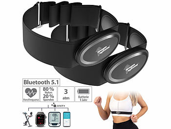 Sport-Herzfrequenzgurt: newgen medicals 2er Smarter Brustgurt mit Herzfrequenz-Sensor, ANT+ und Bluetooth