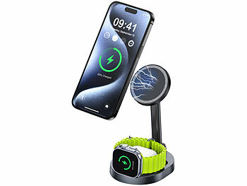 Callstel Faltbare 3in1-MagSafe-Ladestation mit zwei Ladeflächen inkl. Netzteil 