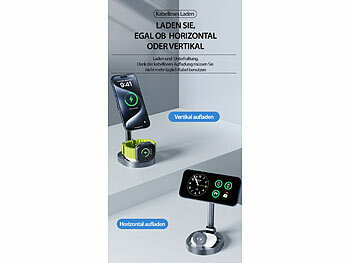 Callstel Faltbare 3in1-MagSafe-Ladestation mit zwei Ladeflächen inkl. Netzteil 