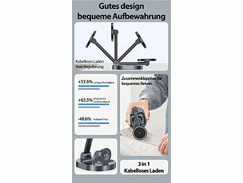 Callstel Faltbare 3in1-MagSafe-Ladestation mit zwei Ladeflächen inkl. Netzteil 