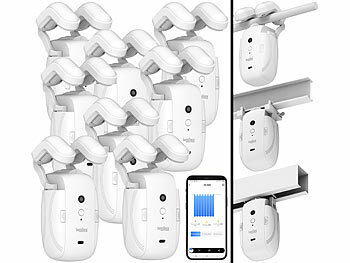 Vorhang Schließer: Luminea Home Control 8er-Set Smarter 3in1-Universal-Vorhangmotor mit Akku, Bluetooth, App