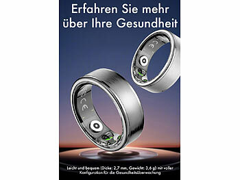 newgen medicals Fitnesstracker-Ring, Sp02, Herzfrequenz, Schlafanalyse, silber, Gr. 68