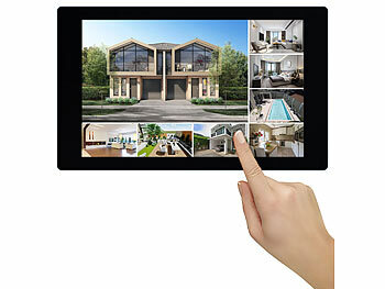 VisorTech WLAN-6-Überwachungsrekorder, 10,1"-Touchscreen-Monitor, 2x 2K-Kameras