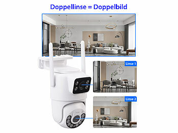 7links Dual-Objektiv-IP-Außen-Kamera, 2x 2K, 3MP, Pan-Tilt, 360°, WLAN, IP54