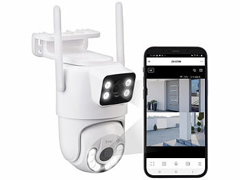 Outdoor Kamera: 7links Dual-Objektiv-IP-Außen-Kamera, 2x 2K, 3MP, Pan-Tilt, 360°, WLAN, IP54
