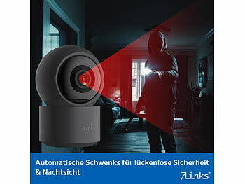 WLAN-Pan-Tilt-Überwachungskameras mit Tracking, Sirene, Nachtsicht und Patrouillen-Funktion