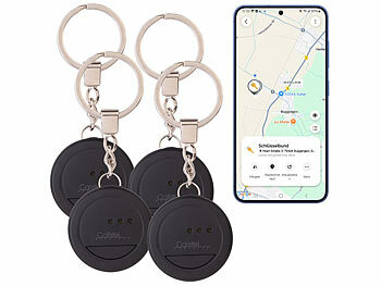 Luggage-Tracker: Callstel 4er-Set Mini-Schlüssel- & Gegenstandfinder, für SmartThings-App , IP65