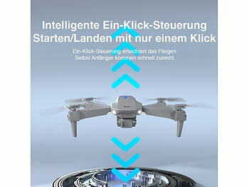 Simulus Faltbare RC-WLAN-Drohne mit HD-Kamera, Hover- und Rückhol-Funktion