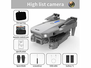 Simulus Faltbare RC-WLAN-Drohne mit HD-Kamera, Hover- und Rückhol-Funktion