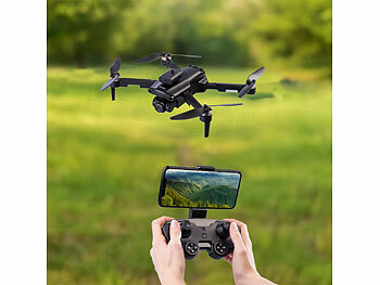 Simulus Faltbare RC-WLAN-Drohne mit HD-Kamera und Hindernisvermeidung