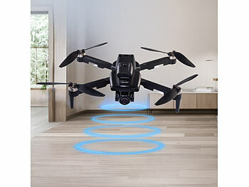 Simulus Faltbare RC-WLAN-Drohne mit HD-Kamera und Hindernisvermeidung