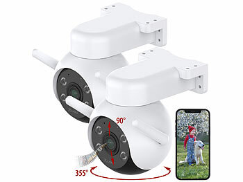 7links 2er-Set WLAN-Pan-Tilt-Outdoorkamera mit 4K-Auflösung, Farb-Nachtsicht
