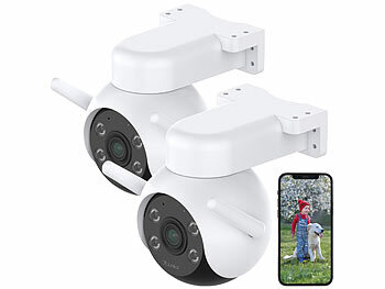 Kamera: 7links 2er-Set WLAN-Pan-Tilt-Outdoorkamera mit 4K-Auflösung, Farb-Nachtsicht