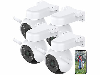 IP-Kamera WLAN: 7links 4er-Set WLAN-Pan-Tilt-Outdoorkameras mit 4K-Auflösung,Farb-Nachtsicht