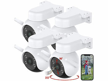 7links 4er-Set WLAN-Pan-Tilt-Outdoorkameras mit 4K-Auflösung,Farb-Nachtsicht