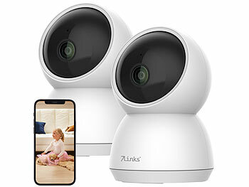 Webcam: 7links 2er-Set WLAN-Überwachungskameras mit nativem 4K UHD, IR-LEDs, Pan/Tilt