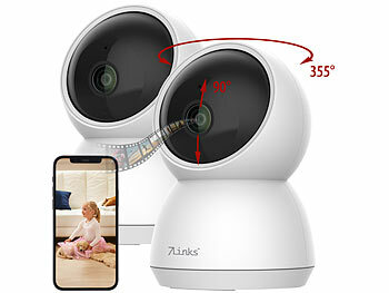7links 2er-Set WLAN-Überwachungskameras mit nativem 4K UHD, IR-LEDs, Pan/Tilt
