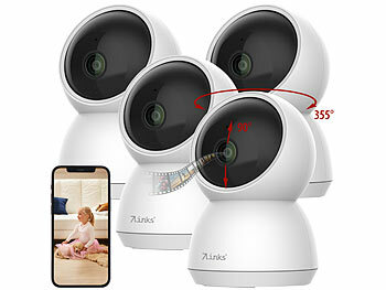 7links 4er-Set WLAN-Überwachungskameras mit nativem 4K UHD, IR-LEDs, Pan/Tilt
