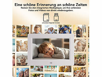 infactory Digital-Uhr mit 7"-Display, Wecker, Medizin-Erinnerung, Mediaplayer