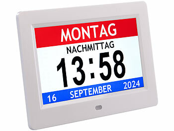 Wanduhr lautlos groß: infactory Digital-Uhr mit 7"-Display, Wecker, Medizin-Erinnerung, Mediaplayer