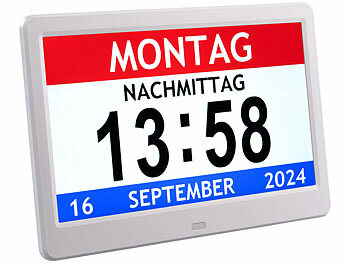 Wanduhr: infactory Digital-Uhr mit 10"-Display, Wecker, Medizin-Erinnerung, Mediaplayer