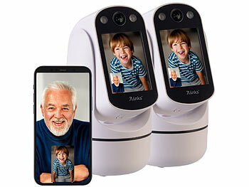 Kamera WiFi innen: 7links 2er-Set 2in1-WLAN-Überwachungskamera & Video-Telefon, Pan-Tilt