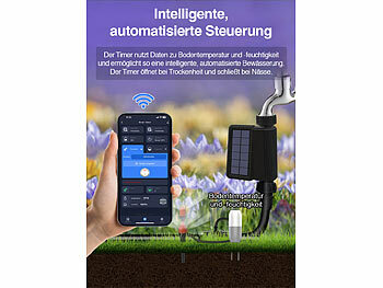 Royal Gardineer 2er-Set WLAN-Bewässerungscomputer, Solarpanel, BT-Gateway, App, IP65
