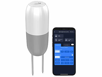 Solarbewässerungssystem: Royal Gardineer 2in1-Bodenfeuchtigkeits- & Temperatursensor für BWC-620.app, BT, IP65