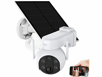 Aussenkamera: 7links Außen-Solar-IP-Überwachungskamera, Akku, 2K, Pan-Tilt, WLAN, App, IP66