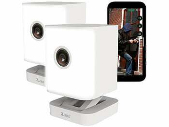 WLAN Kamera außen: 7links 2er-Set wetterfeste Dualband-IP-Außen- und Innen-Kameras, 4 MP, IP65 
