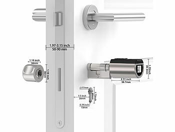 VisorTech Elektronischer Tür-Schließzylinder, App, RFID, Fingerscan, PIN, IP54