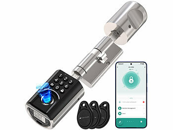 Türschließzylinder: VisorTech Elektronischer Tür-Schließzylinder, App, RFID, Fingerscan, PIN, IP54