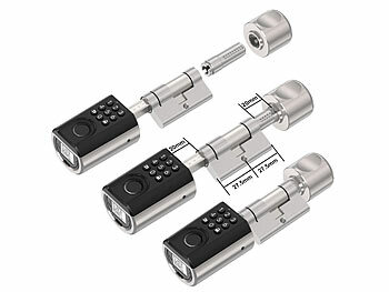 VisorTech Elektronischer Tür-Schließzylinder, App, RFID, Fingerscan, PIN, IP54