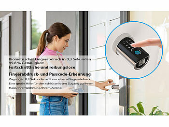 VisorTech Elektronischer Tür-Schließzylinder, App, RFID, Fingerscan, PIN, IP54