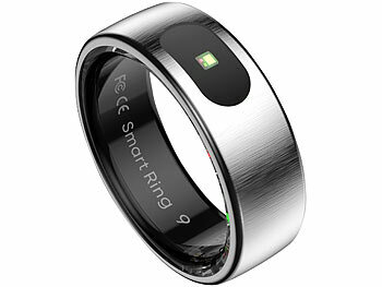 newgen medicals 2er-Set Fitnesstracker-Ringe, Touch, Herzfrequenz, SpO2, 5 ATM, Gr.63 