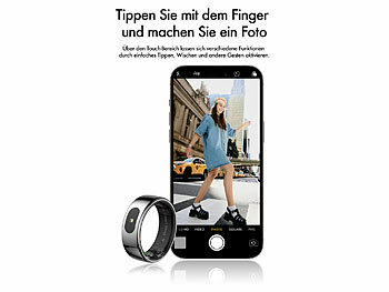 newgen medicals 2er-Set Fitnesstracker-Ringe, Touch, Herzfrequenz, SpO2, 5 ATM, Gr.68 