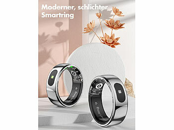 newgen medicals 2er-Set Fitnesstracker-Ringe, Touch, Herzfrequenz, SpO2, 5 ATM, Gr.68 