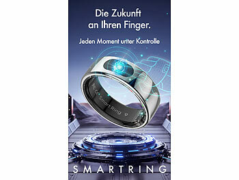 newgen medicals 2er-Set Fitnesstracker-Ringe, Touch, Herzfrequenz, SpO2, 5 ATM, Gr.68 