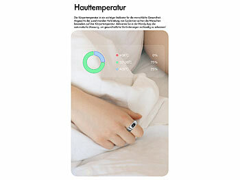 newgen medicals 2er-Set Fitnesstracker-Ringe, Touch, Herzfrequenz, SpO2, 5 ATM, Gr.68 