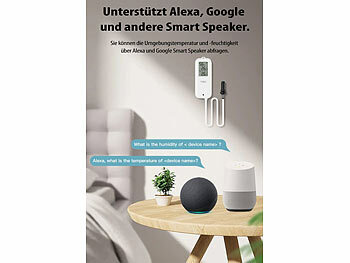 Luminea Home Control 2er-Set WLAN-Temperatur-/Luftfeuchtigkeitsmesser, innen/außen, App