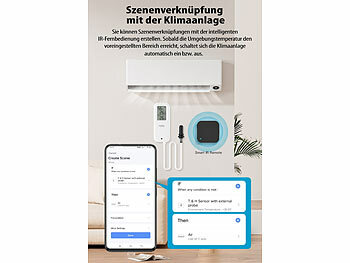 Luminea Home Control 2er-Set WLAN-Temperatur-/Luftfeuchtigkeitsmesser, innen/außen, App
